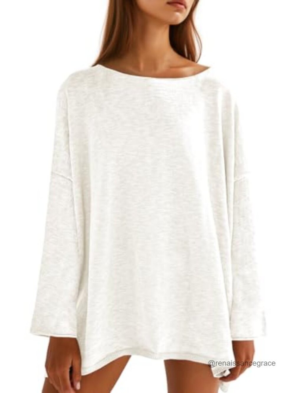 Women's Oversized Long Sleeve Knit Tunic Top Lightweight Layering Shirt
